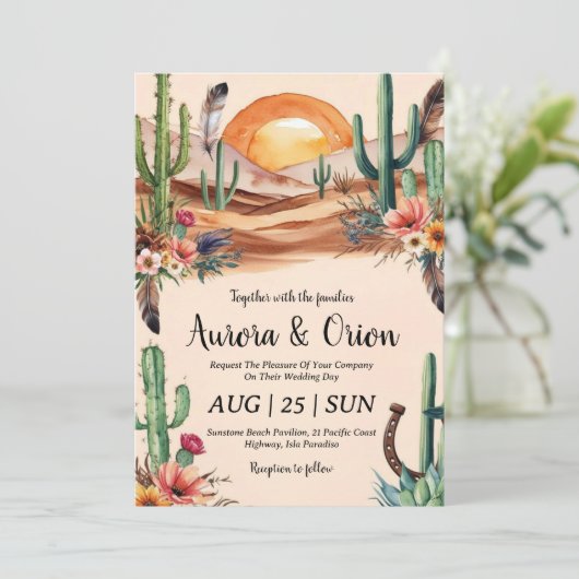 invitation de mariage de wild western boho (Debout devant)