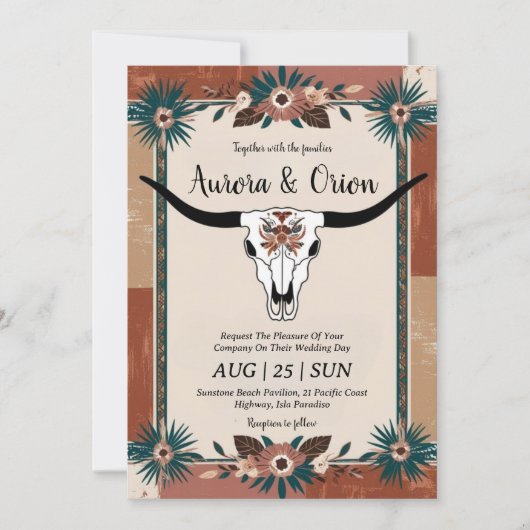 invitation de mariage de wild western boho (Devant)
