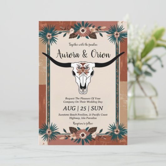 invitation de mariage de wild western boho (Debout devant)