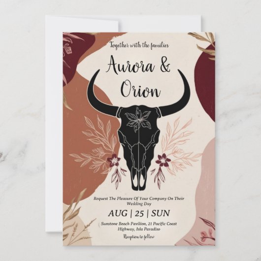 invitation de mariage de wild western boho (Devant)