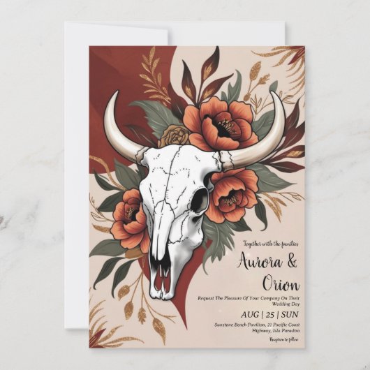 invitation de mariage de wild western boho (Devant)