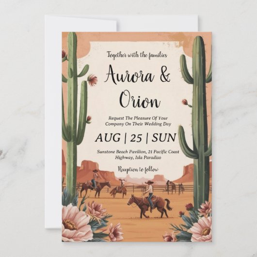invitation de mariage de wild western boho (Devant)