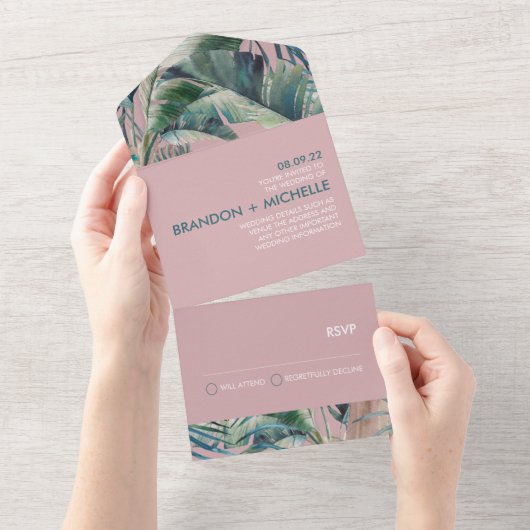 Invitation de mariage Deco de style tropical (Déchirure)