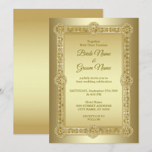 Invitation de mariage décorative en or