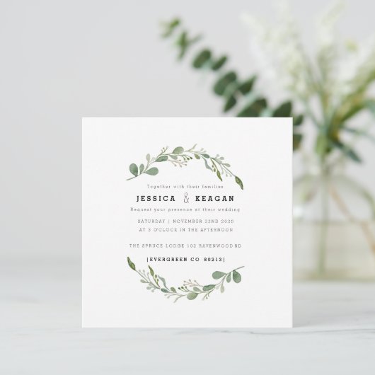 Invitation de mariage Deep Green Garden (Debout devant)
