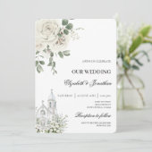 Invitation de mariage d'église florale blanche (Debout devant)