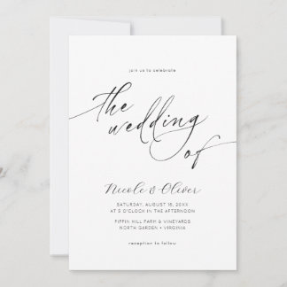 Invitation de mariage délicate noir et blanc