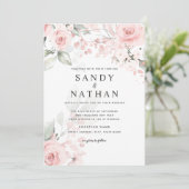 Invitation de mariage délicate rose rose tendre (Debout devant)