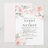Invitation de mariage délicate rose rose tendre (Devant / Derrière)