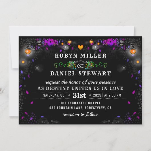 Invitation de mariage d'enchantement d'Halloween (Dos)