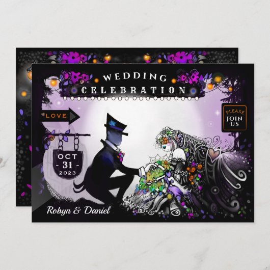 Invitation de mariage d'enchantement d'Halloween (Devant / Derrière)