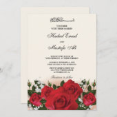 invitation de mariage des musulmans à fleurs rouge (Devant / Derrière)