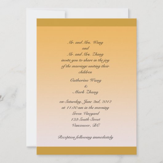 Invitation de mariage des parents de la mariée et (Devant)