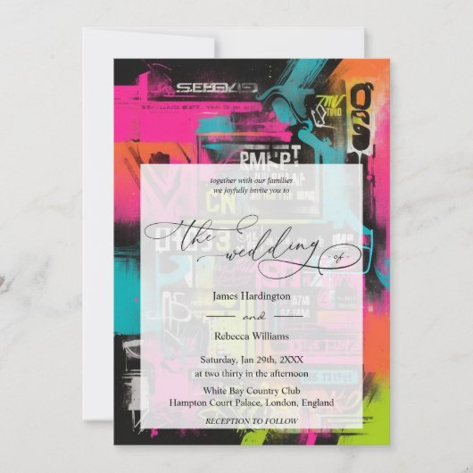 Invitation de mariage design de Neon Graffiti (Devant)