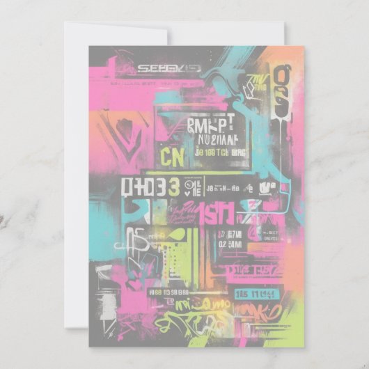 Invitation de mariage design de Neon Graffiti (Dos)