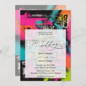 Invitation de mariage design de Neon Graffiti (Devant / Derrière)