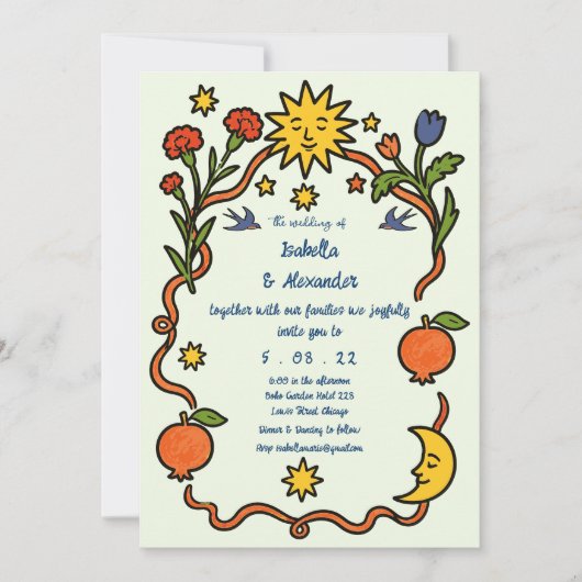 Invitation de mariage dessinée à la main (Devant)