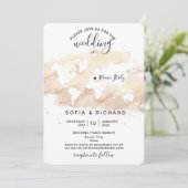 Invitation de mariage Destination Aquarelle Carte (Debout devant)