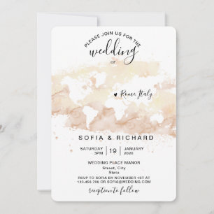 Invitation de mariage Destination Aquarelle Carte