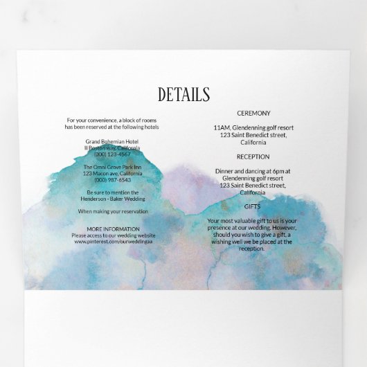 Invitation de MARIAGE/détails/menu/réponse. (Intérieur en premier)