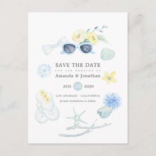 Invitation de mariage d'été à l'aquarelle amusante (Devant)