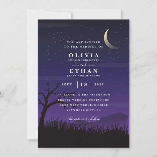 invitation de mariage d'Halloween violet (Devant)