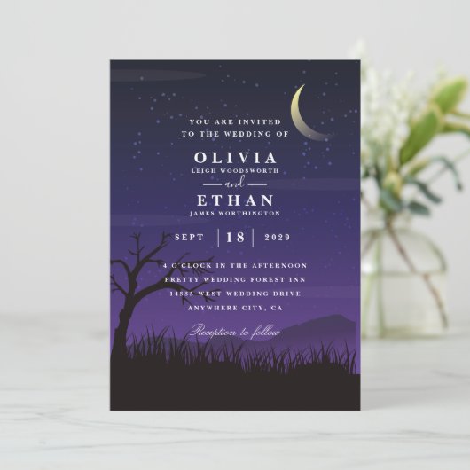 invitation de mariage d'Halloween violet (Debout devant)