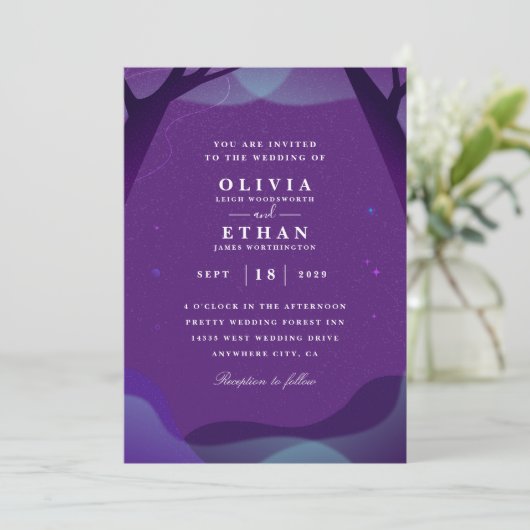 invitation de mariage d'Halloween violet (Debout devant)