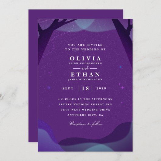 invitation de mariage d'Halloween violet (Devant / Derrière)