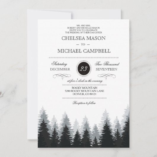 Invitation de mariage d'hiver (Devant)