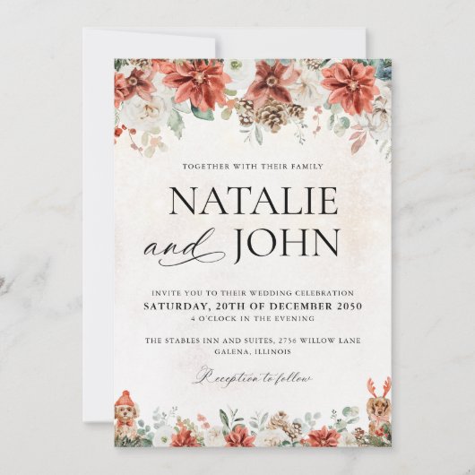 Invitation de mariage d'hiver (Devant)