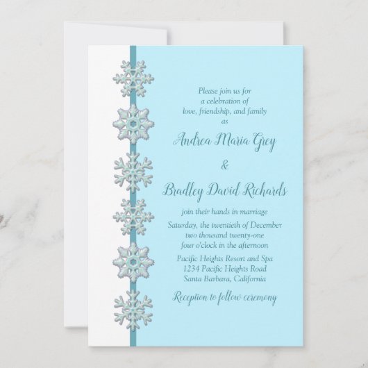 Invitation de mariage d'hiver | Boutons de flocons (Devant)