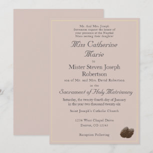 Invitation de mariage d'hiver catholique