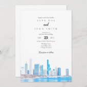 Invitation de mariage d'hiver de Chicago Skyline (Devant / Derrière)