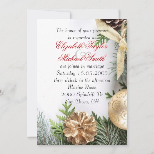 Invitation de mariage d'hiver de Noël de luxe (Devant)
