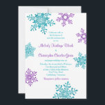 Invitation de mariage d'hiver | Fléau de neige tur<br><div class="desc">Vous pouvez facilement personnaliser le texte sur cette simple invitation de mariage d'hiver aux flocons de neige turquoise (turquoise), violet violet et blanc. Ce design d'invitation à l'hiver est très moderne avec des formes audacieuses et des couleurs élégantes. Vous pourriez utiliser cette invitation de flocon de neige comme une invitation...</div>