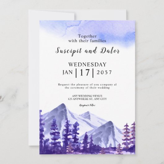 Invitation de mariage d'hiver Forêt À feuillage pe (Devant)