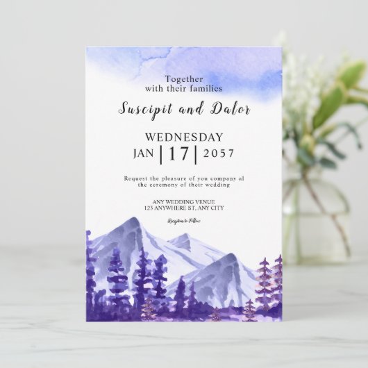 Invitation de mariage d'hiver Forêt À feuillage pe (Debout devant)