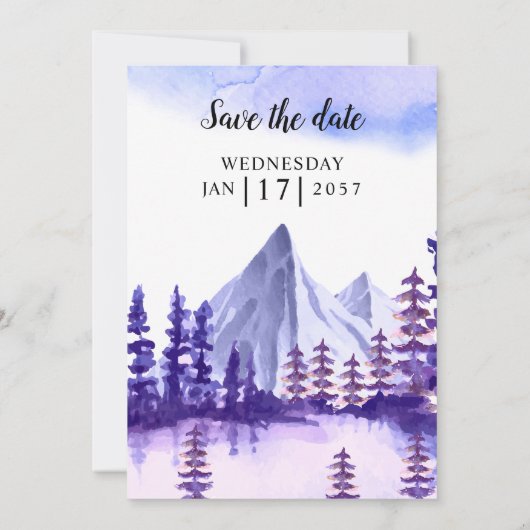 Invitation de mariage d'hiver Forêt À feuillage pe (Dos)