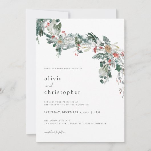 Invitation de mariage d'hiver Mariage de Noël (Devant)