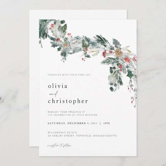 Invitation de mariage d'hiver Mariage de Noël (Devant / Derrière)