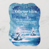 Invitation de mariage d'hiver - Neige bleue et bla (Devant / Derrière)
