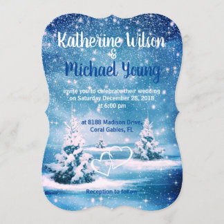 Invitation de mariage d'hiver - Neige bleue et bla
