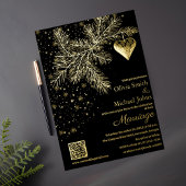 Invitation de mariage d'hiver noir et or Code QR