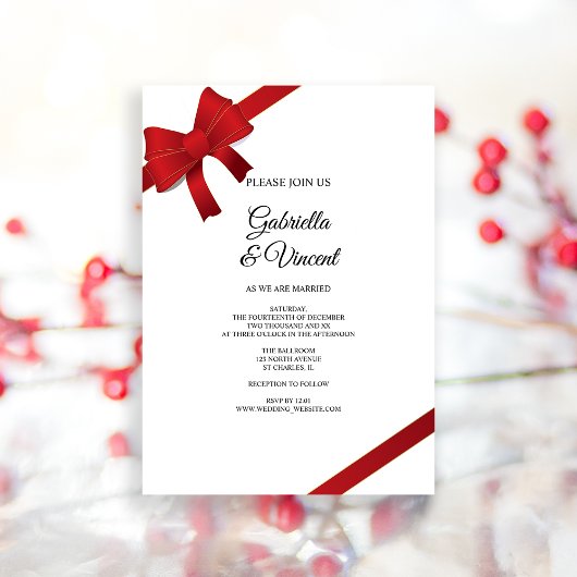 Invitation de mariage d'hiver Red Bows