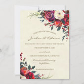 invitation de mariage d'hiver roses baies vacances (Devant)