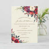 invitation de mariage d'hiver roses baies vacances (Debout devant)