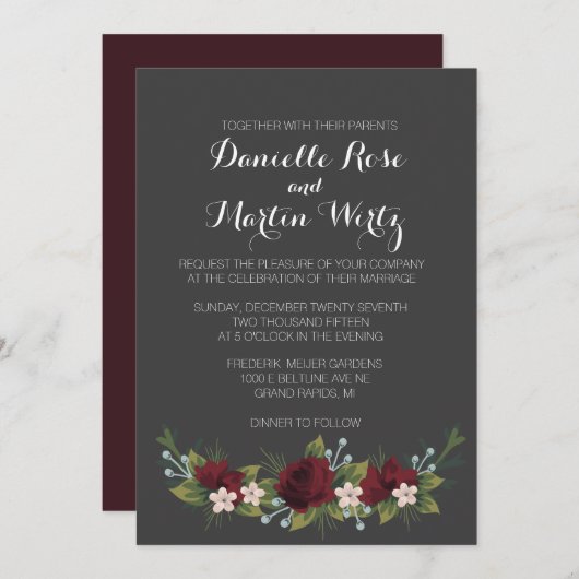 Invitation de mariage d'hiver rustique (Devant / Derrière)