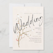 Invitation de mariage d'hiver Willow Print ou numé (Devant)