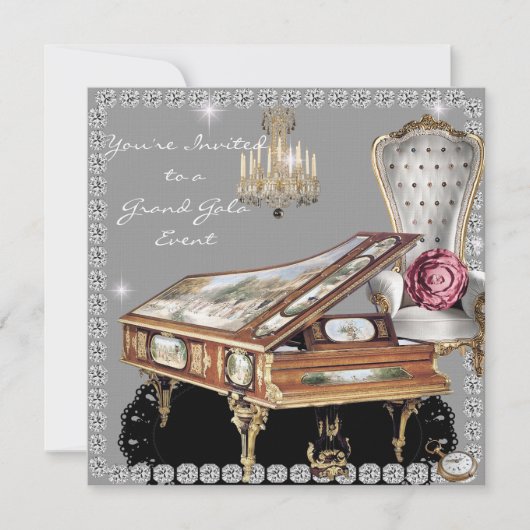 Invitation de mariage diamant vintage (Devant)